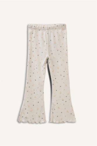 Kız Bebek Kırık Beyaz Floral Fitilli Kaşkorse Tayt Kız Bebek