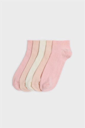 Kadın Açık Pembe 5'li Pamuklu Patik Çorap