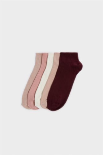 Women Pink 5 Piece Cotton Short Socks