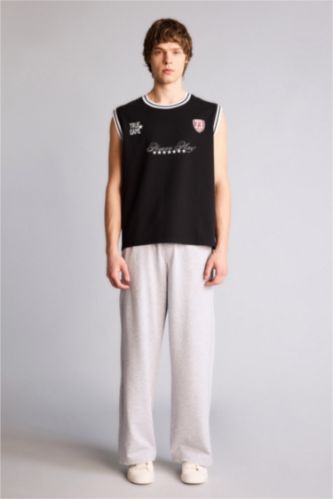 Erkek Gri Melanj Geniş Paça Pantolon