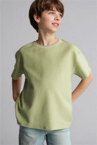 أولادي أخضر فاتح تيشيرت نص كم اوفر سايز