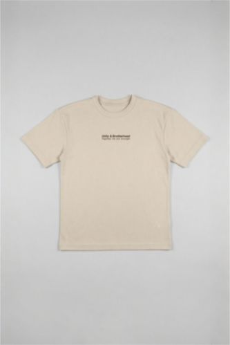 Erkek Çocuk - Genç Erkek Bej Oversıze Bisiklet Yaka Slogan Baskılı Modal Kısa Kollu Tişört Erkek Çocuk