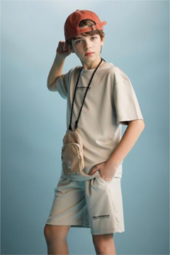 BOYS & TEENS Beige Boy Oversize Modal Crew Neck T-Shirt