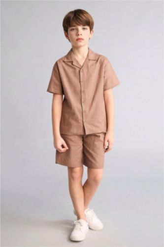Erkek Çocuk - Genç Erkek Açık Kahve Regular Fit Şort Erkek Çocuk