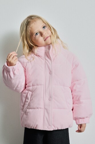 Baby Girls Light Rose Baby Girl Half Turtleneck Puffer Jacket