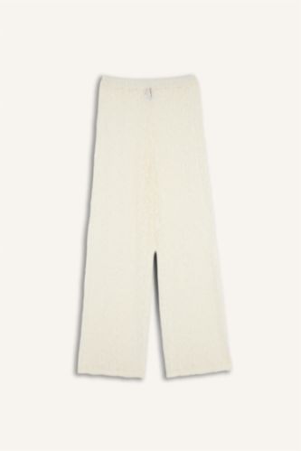 Kadın Ekru Regular Fit Tül Plaj Pantolonu
