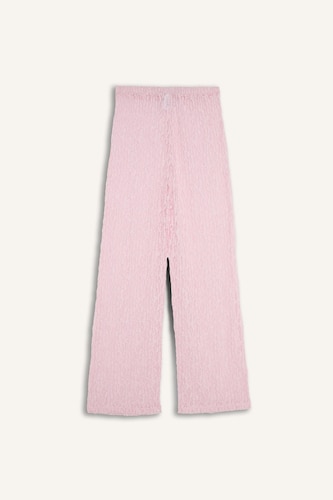 Regular Fit Elastic Waist Tulle Pink Beach Trousers