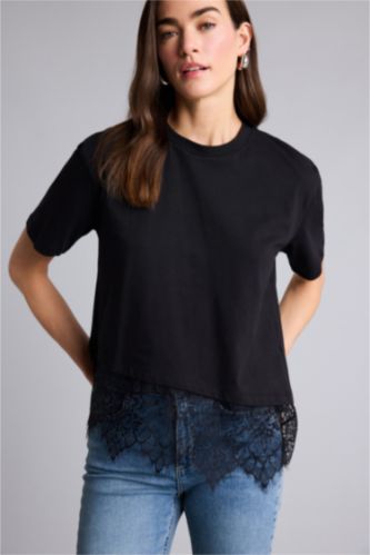 WOMAN Black Oversize Fit Short Sleeve T-Shirt