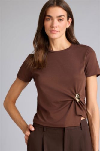 WOMAN Brown Woman Short Sleeve T-Shirt