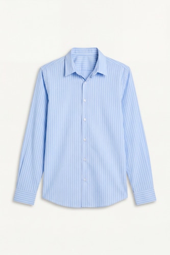 Chemise rayée ajustée en popeline
