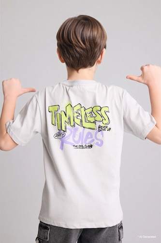 T-shirt imprimé à col rond et manches courtes Coupe régulière pour garçon