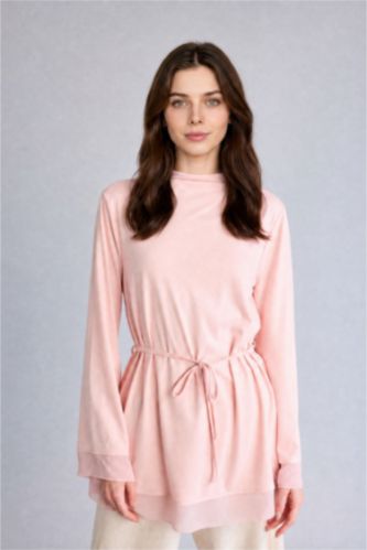 Kadın Açık Pembe Regular Fit Uzun Kollu Tunik