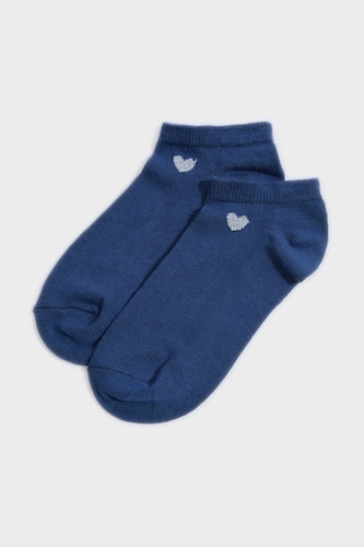 Woman 5 Piece Heart Print Cotton Short Socks