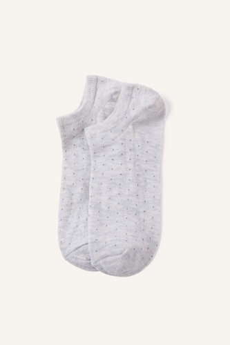 Woman 5 Piece Heart Print Cotton Short Socks