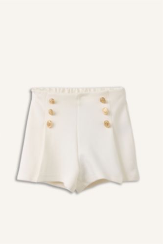 Kız Bebek Ekru Regular Fıt Şort Kız Bebek