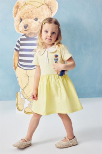 BABY GIRL Light Yellow Baby Girl Teddy Bear Dress