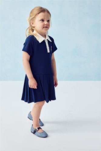 BABY GIRL NAVY Short Sleeve Knitted Dress