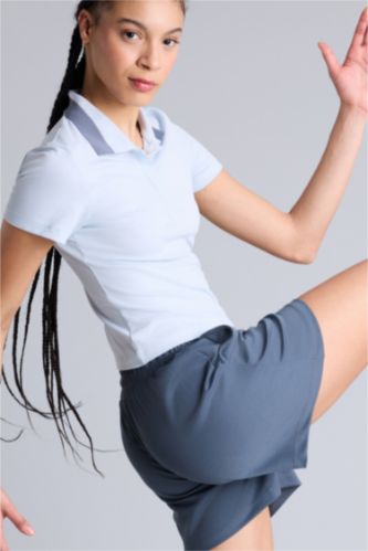 نساء أزرق فاتح تيشيرت بولو نص ردن رياضي نص ردن