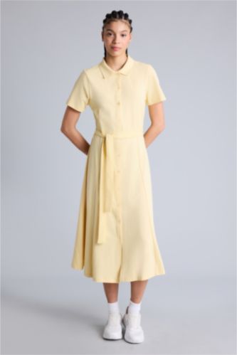 Kadın Açık Sarı Standart Fıt Pike Elbise