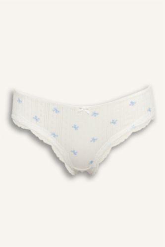 Kadın Kırık Beyaz Dantel Detaylı Brazilian Külot