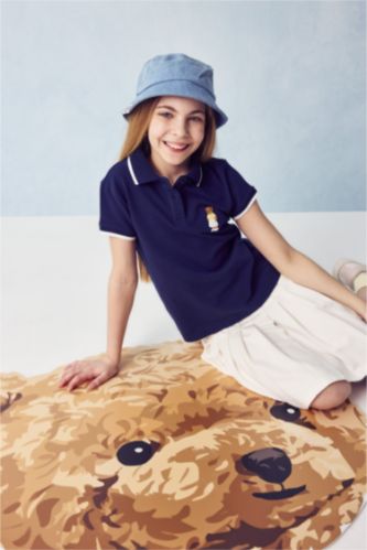 بنات كحلي تيشيرت بولو بناتي نص ردن بيكيه مطبوع قصة عادية