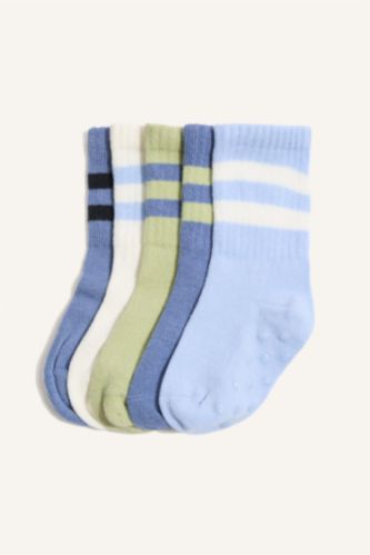 Erkek Bebek Karma Dikişsiz 5'li Pamuklu Uzun Çorap Erkek Bebek