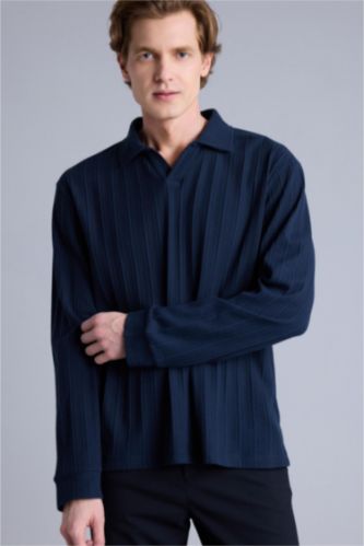 Erkek Lacivert Regular Fıt Sweatshirt