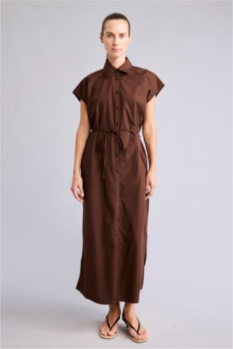 Women Brown Poplin Dress