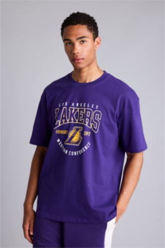 MAN Dark Purple NBA Los Angeles Lakers Overshirt Fit T-Shirt