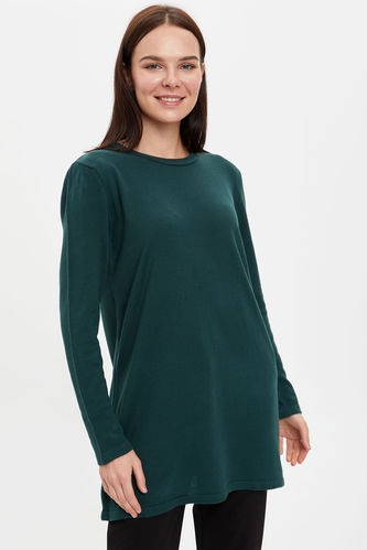 Regular Fit Crew Neck Long Sleeve Tricot Tunic