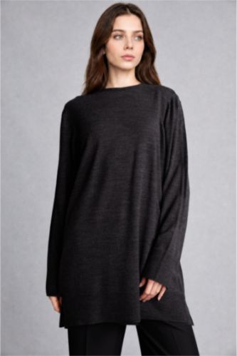 Women Anthracite Regular Fit Knitwear Tunic