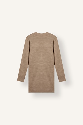 Regular Fit Crew Neck Beige Knit Tunic