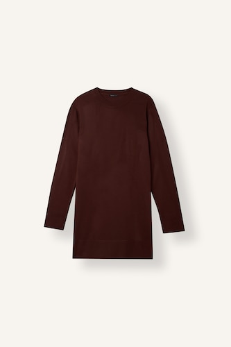 Regular Fit Crew Neck Brown Knit Tunic Tunic