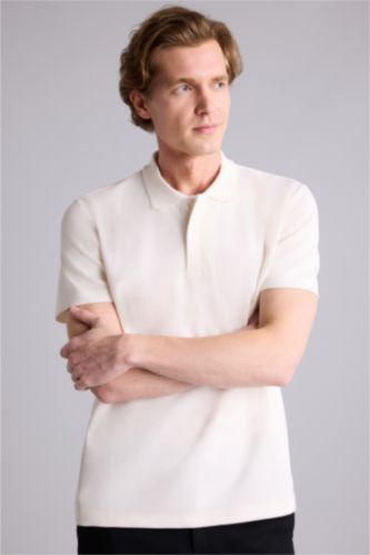 Erkek Ekru Kısa Kollu Polo Tişört