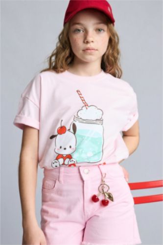 Kız Çocuk - Genç Kız Açık Pembe Pochacco Relaxed Fit Kısa kollu Tişört Kız Çocuk