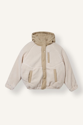 Girl Plush Hooded Zip-Up Jacket