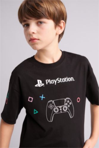 Erkek Çocuk - Genç Erkek Siyah PlayStatıon Oversize Kısa kollu Tişört Erkek Çocuk