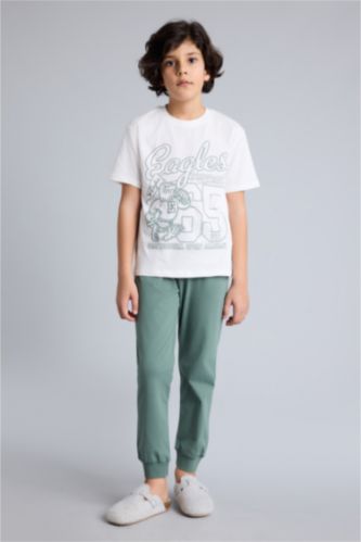 Erkek Çocuk - Genç Erkek Ekru Regular Fıt 2'li Pijama Takımı Erkek Çocuk