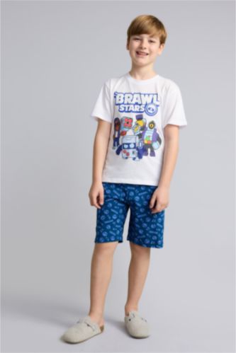 Young Boys - Teen Boys White 2 piece Regular Fit Brawl Stars Knitted Pyjamas