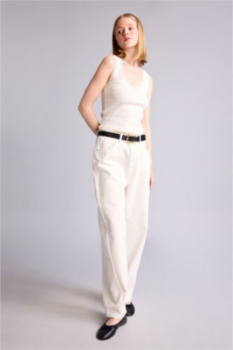 WOMAN White High Waist Trousers