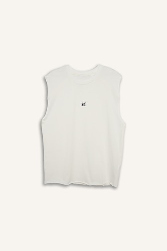 Boxy Fit Slogan Pattern Crew Neck Sleeveless Tank Top