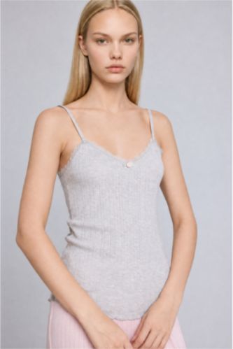 Women Grey Melange Tank Top