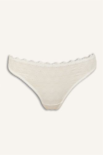 Kadın Kırık Beyaz Brode Slip Külot
