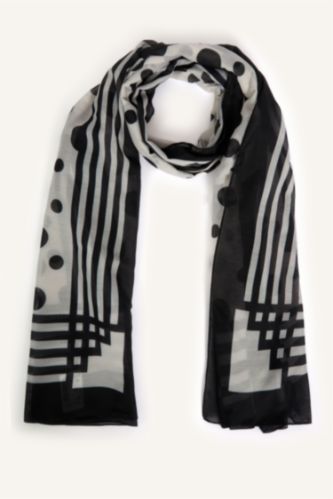 Kadın Siyah Kadın Puantiye Şal