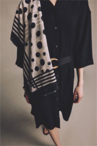 Women Black Woman Polka Dot Shawl