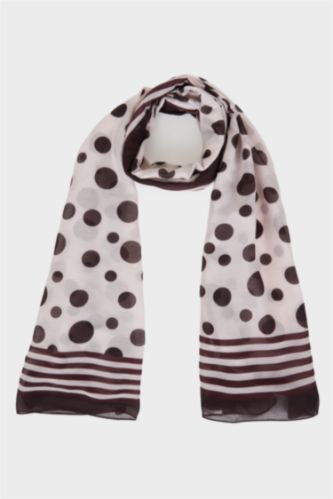 Kadın Koyu Kahve Kadın Puantiye Şal