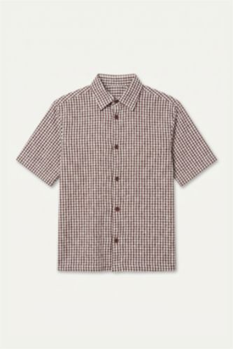 Men Bordeaux Boxy Fit Short Sleeve Shirt