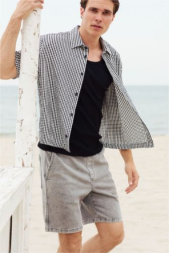 Мужчины Синий Рубашка Boxy Fit