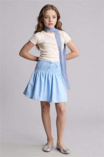 Girls & Teens Light Blue تنورة بناتي ذو مظهر كتان