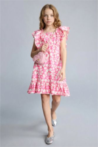 Kız Çocuk - Genç Kız Ekru Keten Elbise Kız Çocuk